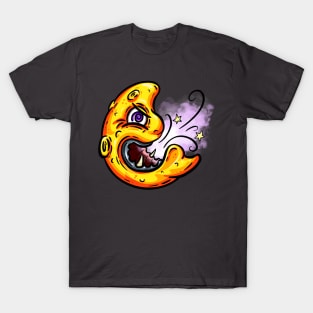 Angry Black Hole Moon Lowbrow Cartoon Character T-Shirt